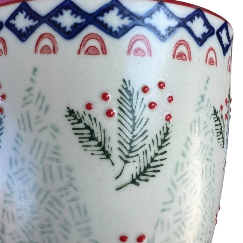 West Elm Scandi Forest Hand-Painted Stoneware Holiday Coffee Mug Replacement
